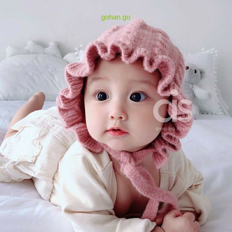 gohango -Topi Kupluk Bayi  Anak Bonet Perempuan  Rajut Bayi Renda