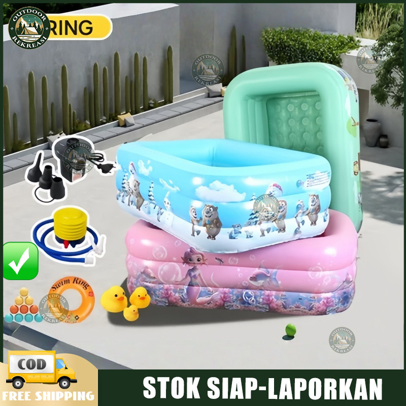 kolam renang anak jumbo 3.1 meter 3 Rings Thick rubber inflatable swimming pool