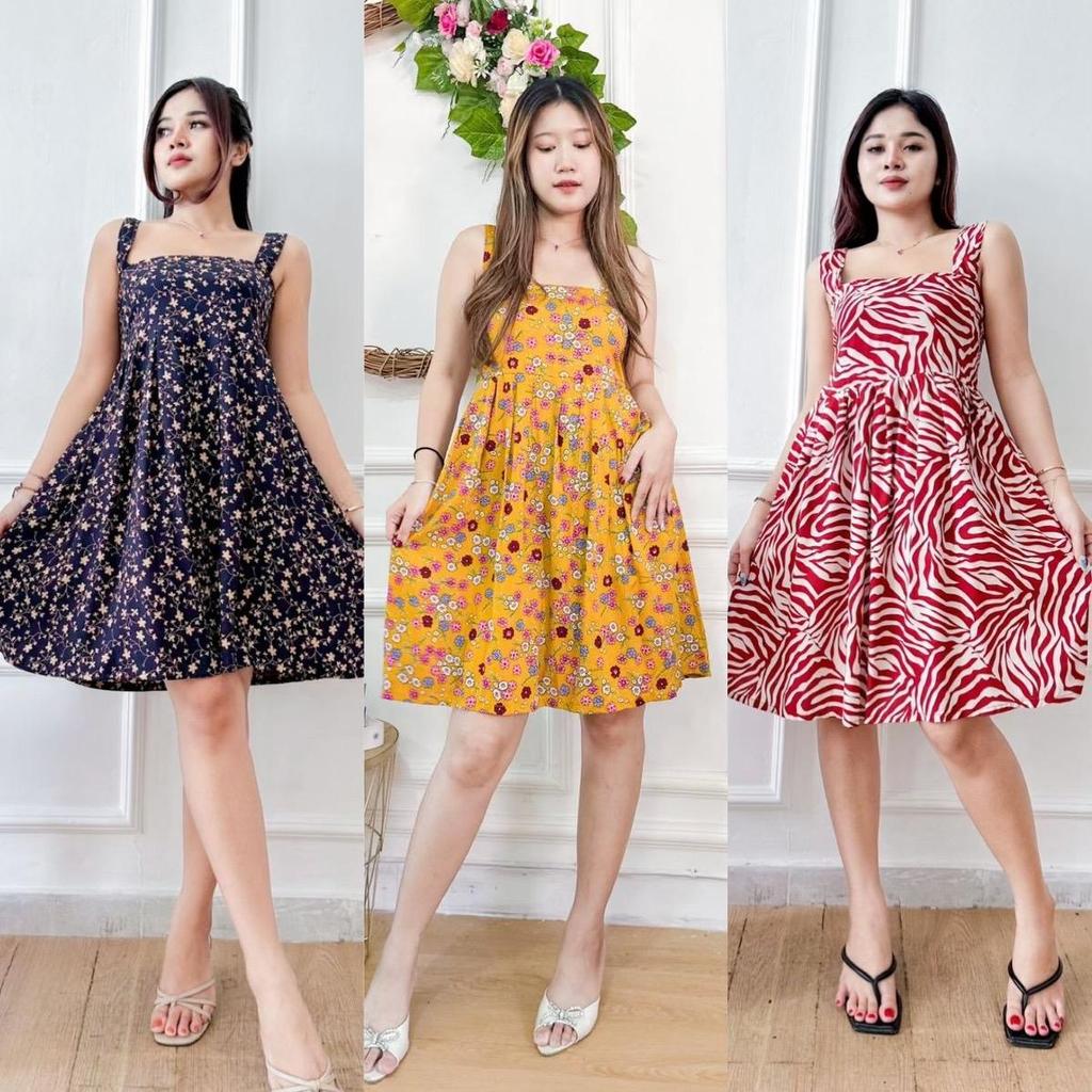 DASTER PUTRI BALI - AURORA DASTER RAYON BALI Dress Motif Nyaman Panjang Casual Printing Wanita Kain 