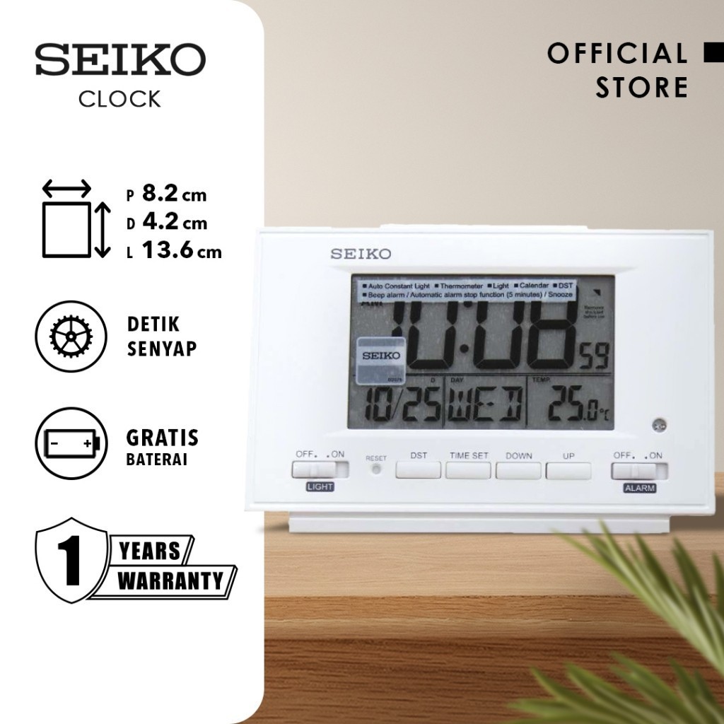 Seiko Clocks Jam Weker Beker Seiko QHL075W Plastic Case Putih