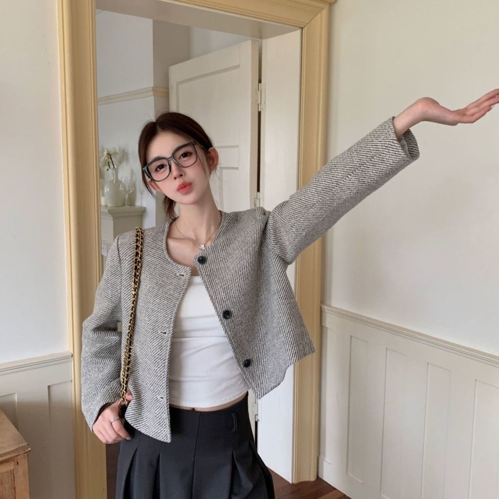 Blazer Wanita Retro, Outer Wanita Kantor Chunky - Korean Style, Kasual, Hangout, Elegant M707