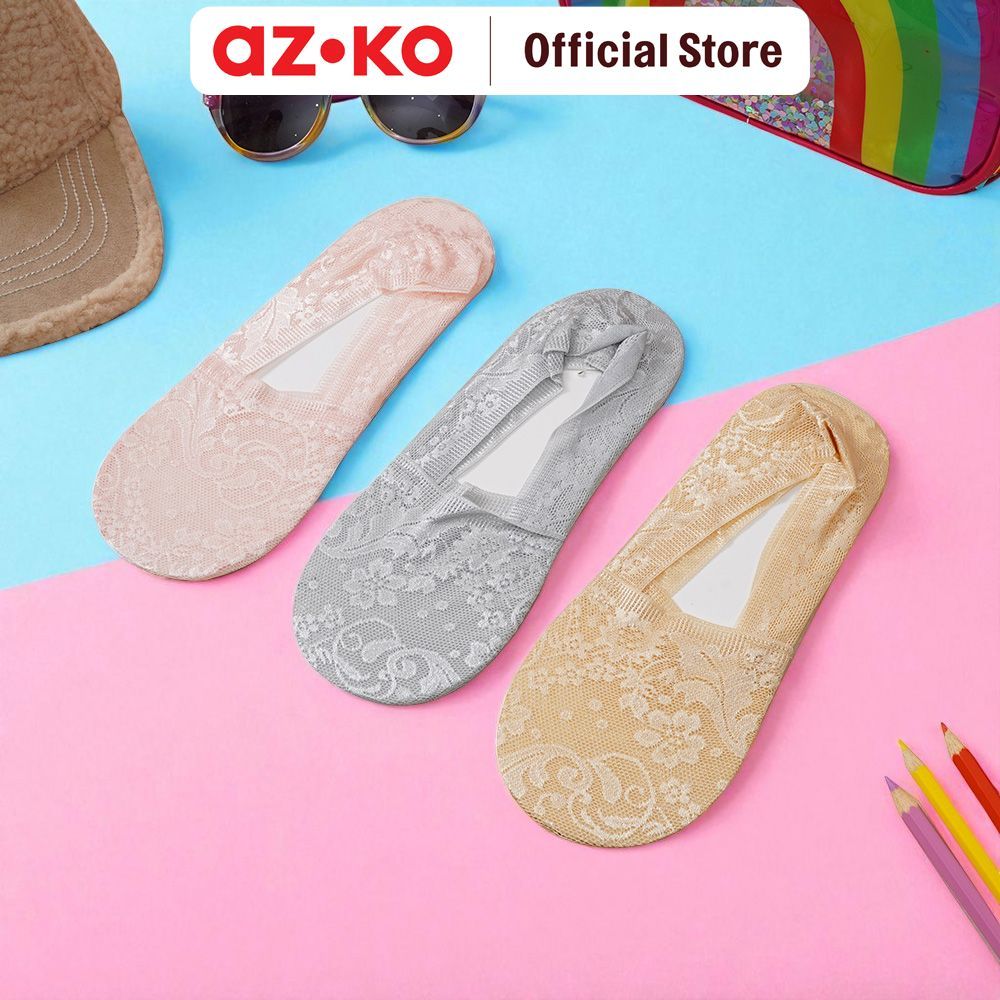 AZKO Ataru Kaos Kaki Wanita Invisible Laces Random Women Socks Kaus Kaki Pendek Cewek Kaos Kaki Flat