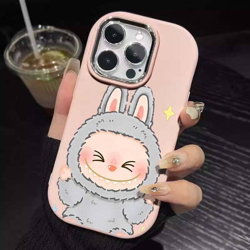 Casing Hp For Samsung Case A32 5G A34 M32 Oval Plating Lens Cartoons Kelinci Silicone