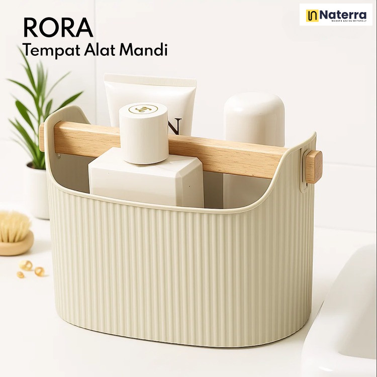 Keranjang Sabun Mandi Pegangan Kayu Keranjang Storage Basket Serbaguna Tempat Alat Mandi Aesthetic