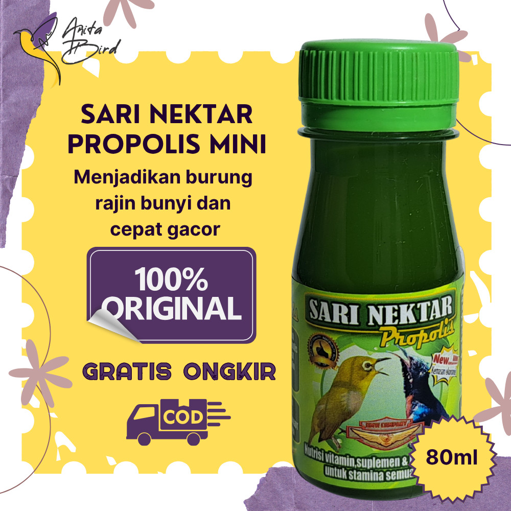 Sari Nektar Propolis Mini 80ml Pakan Kolibri Pleci Cucak Ijo Vitamin Burung Gacor Booster Stamina An