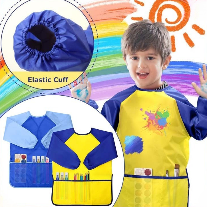 Apron Lukis Anak Art Smock Kids Waterproof Apron Kids Painting Apron Dengan Kantong Waterproof