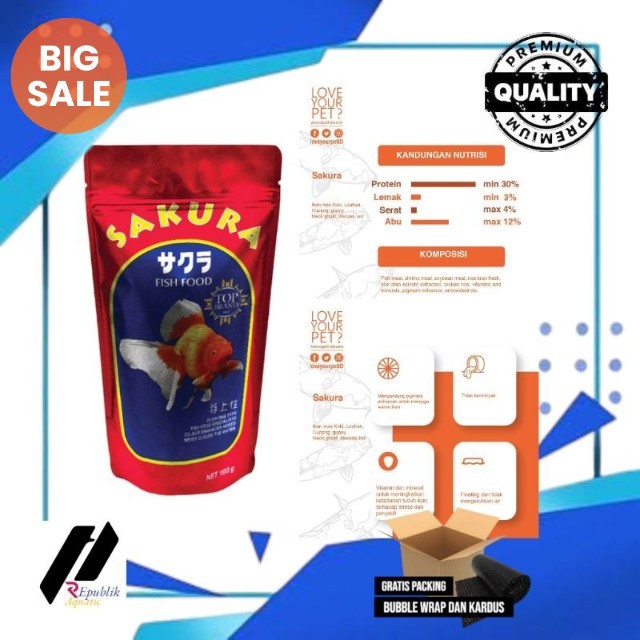 Pelet sakura / pelet ikan sakura / pelet ikan hias / pelet ikan 100gram/ pelet ikan / pakan ikan