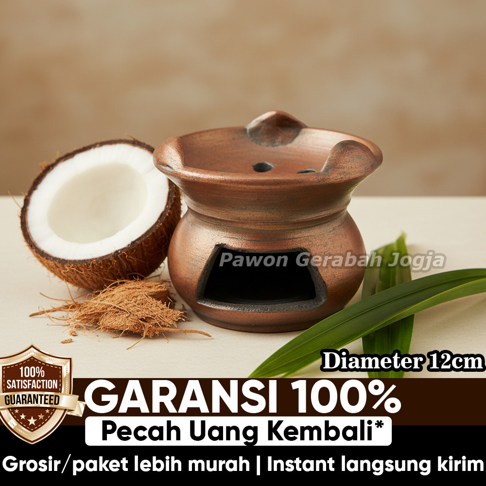 Tungku Anglo Mini Tanah Liat 12 cm – Pemanas Makanan Kecil, Pembakar Kemenyan, Dekorasi Pawon Tradis