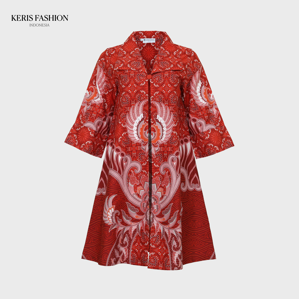 Keris Gallery Outer Batik Lengan 7/8 Motif Keris Gurdo Kencono - Orange