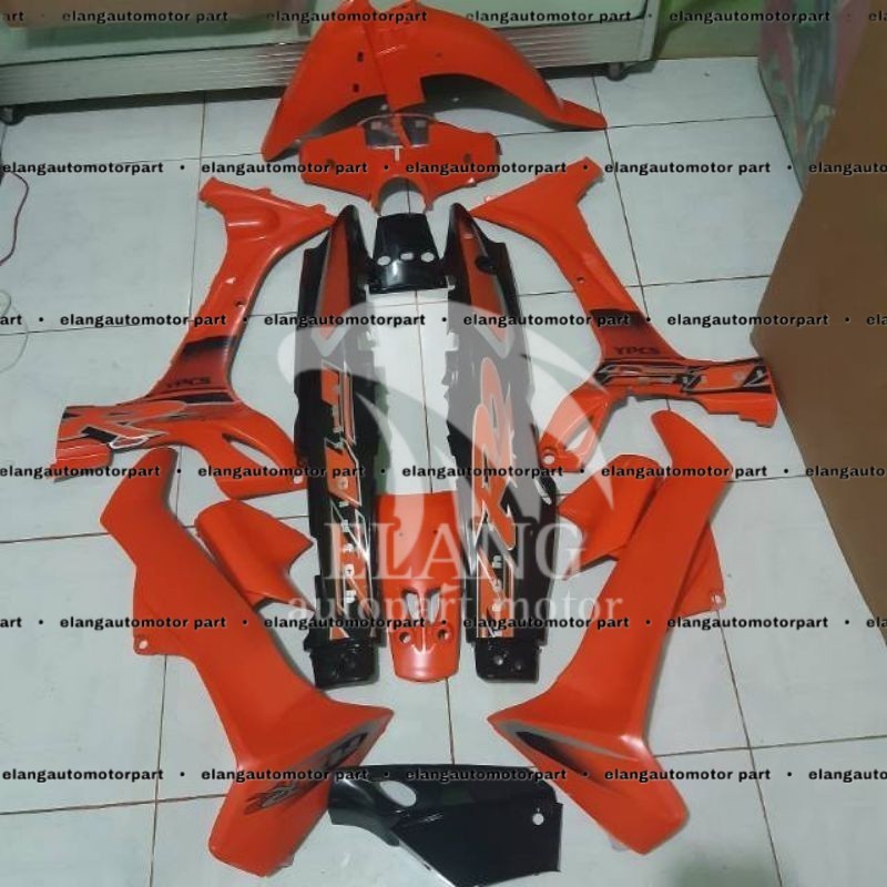 COVER BODY SET HALUS YAMAHA FIZ R FULLCLUTH HITAM ORANGE