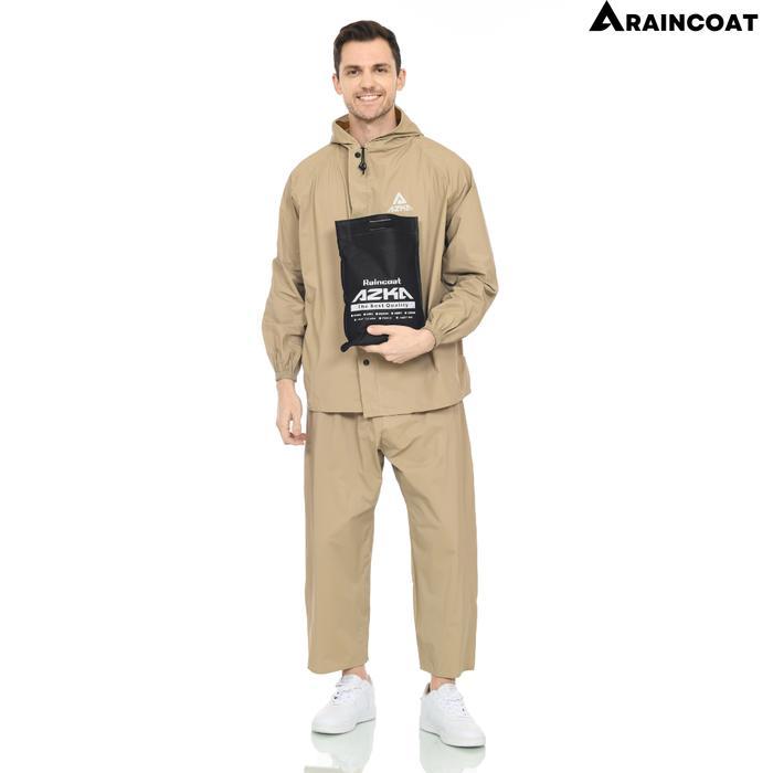 PROMO  JAS HUJAN Azka Setelan Baju&Celana Bahan PVC Karet Tebal jas  hujan jas  hujan - Cream, M