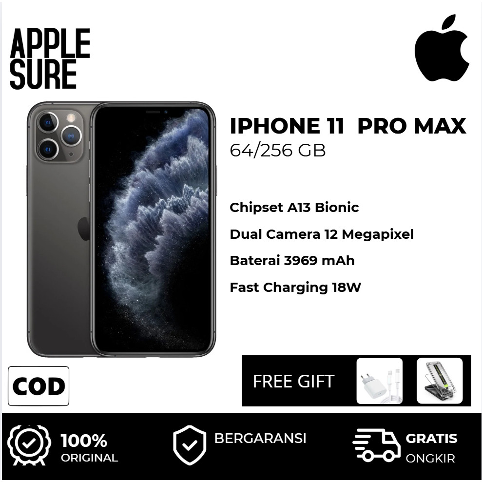 HP Apple iPhone 11 PRO MAX 64GB 256GB FULLSET SECOND HAND INTERNASIONAL ORI BERGARANSI CYBERMALL