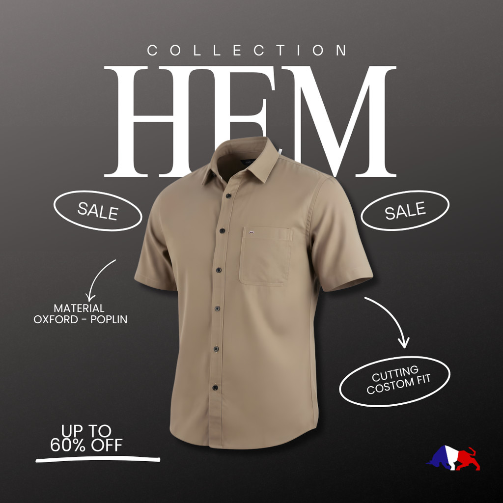 RICARDO Collection Kemeja Pria Polos Lengan Pendek