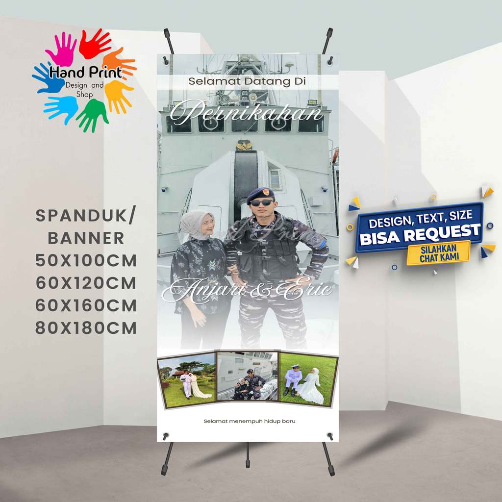 Cetak Spanduk Banner Pernikahan Estetik  MMT Spanduk Custom 60x160