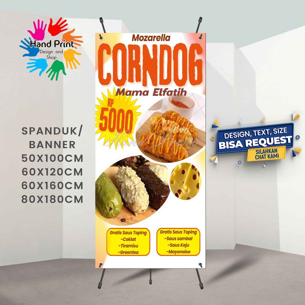 Cetak Spanduk Banner Aneka Crondog Mama Elfatih Mulai Dari 5000 MMT Spanduk Custom 60x160