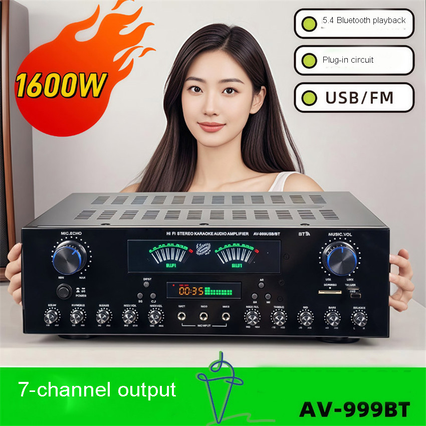 999BT High-power 7-speaker Subwoofer Amplifier AC 220v With Bluetooth Push For 12 in Home Theater Ka