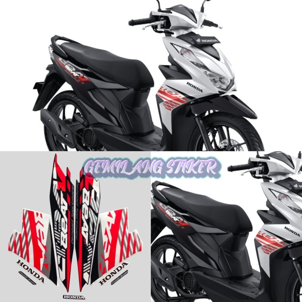Striping Decal Polet Sticker honda beat fi sporty 2021 hitam putih stiker list motor standar kualita