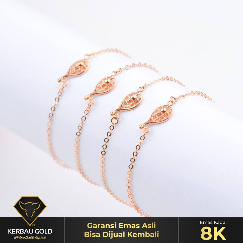 [Kerbau Gold] Gelang Emas Padel Sporty 8K - Emas Asli 100%