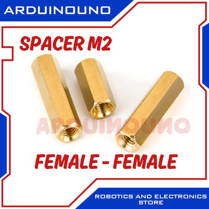 (BACA DESKRIPSI) Spacer Kuningan M2x12 FF Round besi M2 Hex hexagonal Screw High 12mm 12 mm penyangg