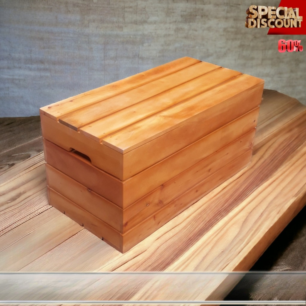 Wooden crate kotak peti kayu tutup storage box penyimpanan kursi meja