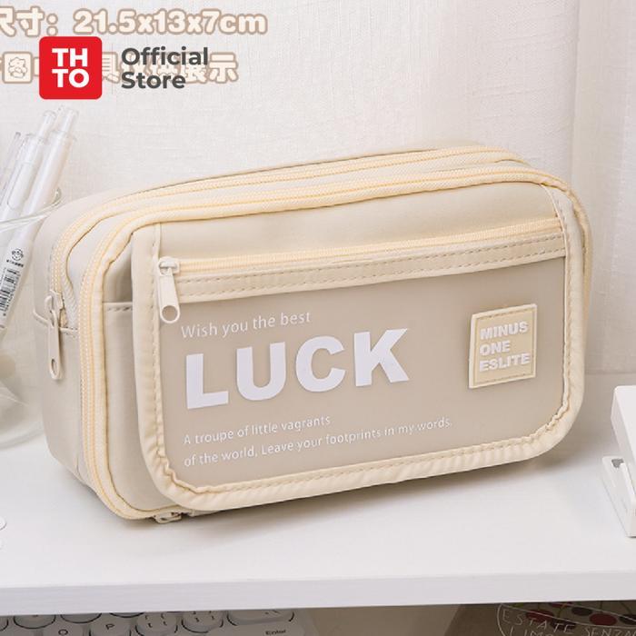 THTO Tas Tempat Pensil Case Pouch Anak Sekolah Frost Luck Transparan Kapasitas Besar A151 - Ungu