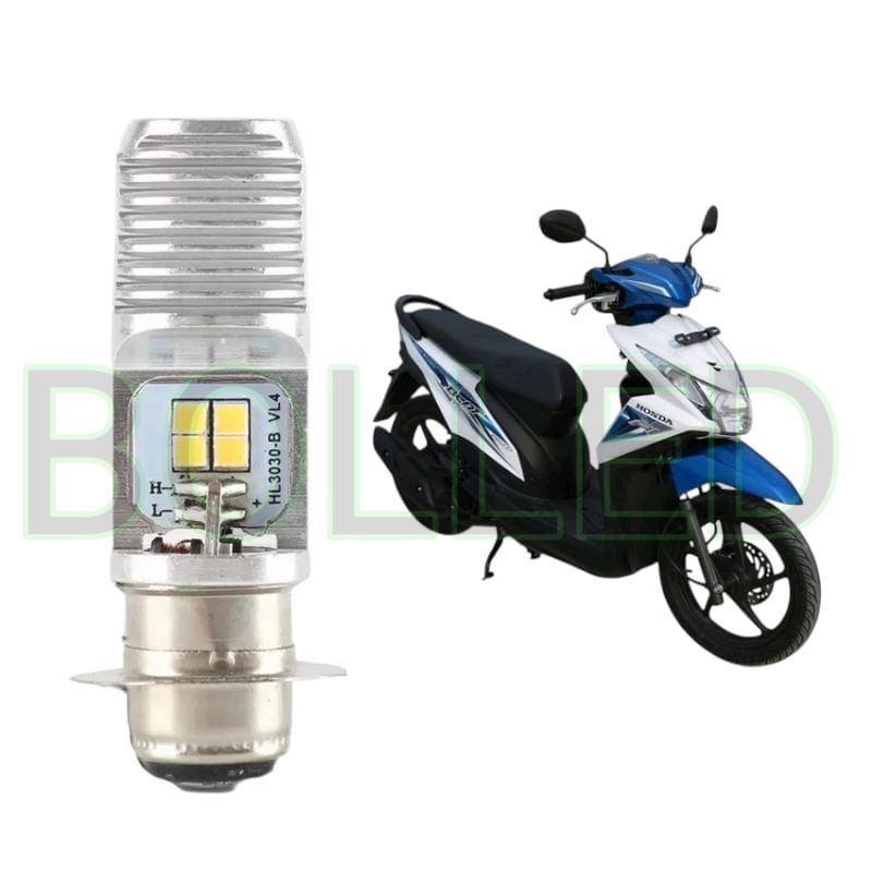 1pcs Lampu depan LED H6 6 Mata Putih terang motor Honda Beat FI 2014 2016 BLD