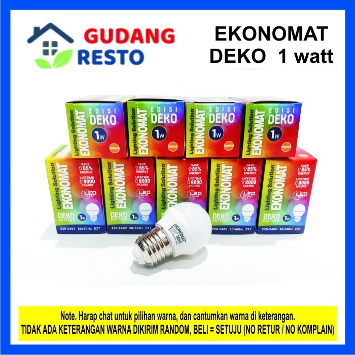 COD Lampu Bohlam LED 1 watt WARM WHITE / DAYLIGHT / PUTIH TERANG bola lampu tidur EKONOMAT DEKO