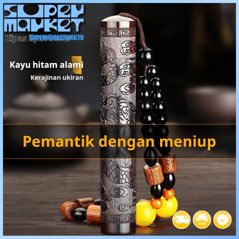 Pemantik api tiup kayu cendana korek api isi ulang tahan angin kepribadian kreatif USB korek api rok