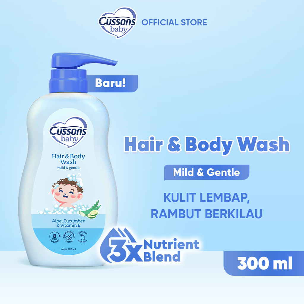 Cussons Baby Hair & Body Wash Mild & Gentle - Sabun Bayi 2in1 Pump 300ml