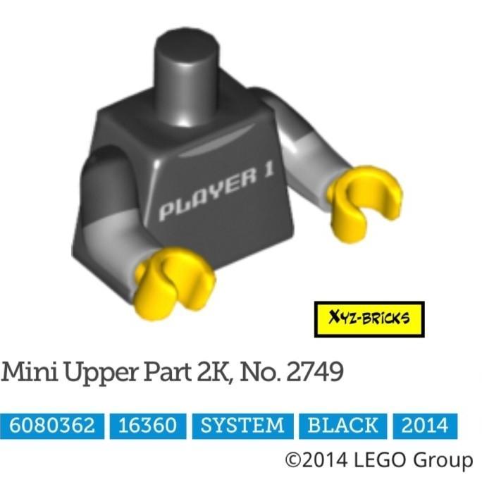 LEGO PARTS 6080362 Torso - Mini Upper Part 2K No. 2749 Black