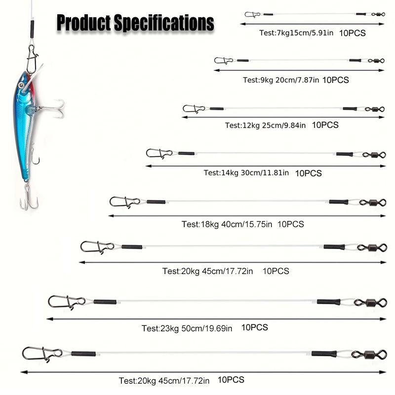 100% Fluorocarbon Fishing Line Fishing Rod Fluorocarbon Line With Rolling Swivel And Quick Lock Pres