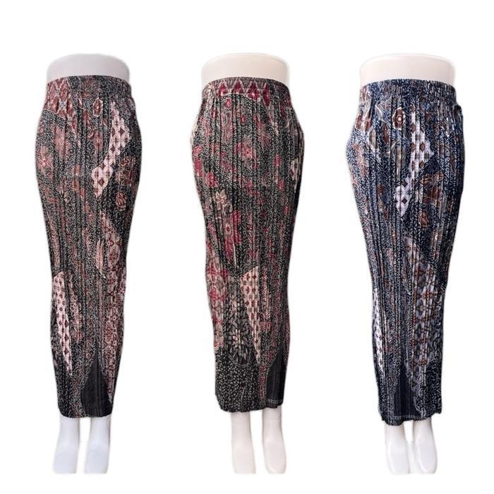 promo  -Rok plisket batik motif SR / Rok pesta kondangan / bahan kebaya modern / rok wisuda jumbo Ka