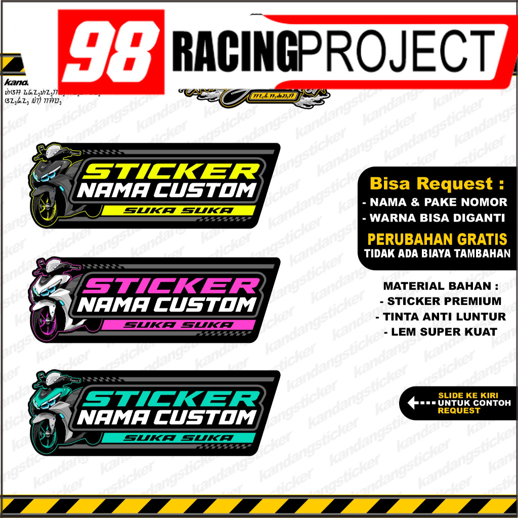 Stiker AEROX Custom Nama SukaSuka StickerCustom Sticker NVX Motor Sunmori StikerNama