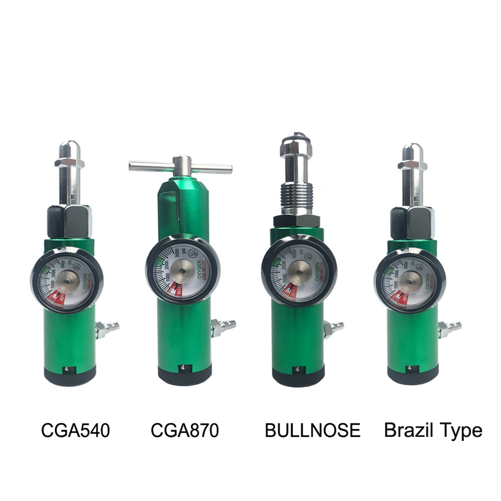 Ready Stock CGA870, CGA540, Bullnose Oxigen Cylinder Pressure Flow Adjustable Brass Oxygen Regulator