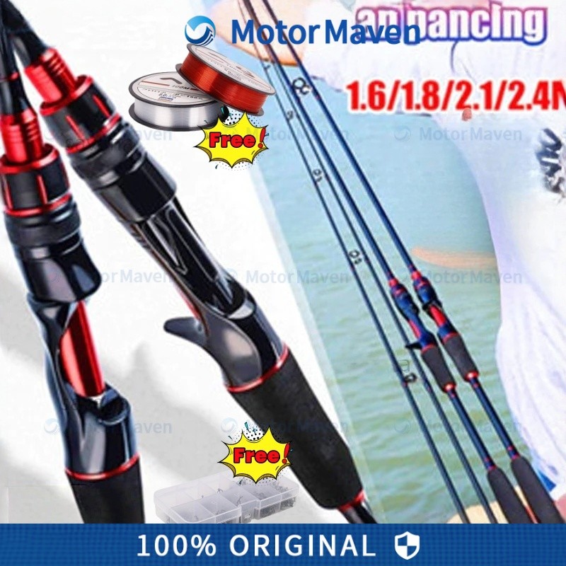 Joran Pancing Carbon Sutet 2 Bagian Tongkat Pancing Putar/Casting UL Power 1.8M/2.1M Untuk Air Tawar