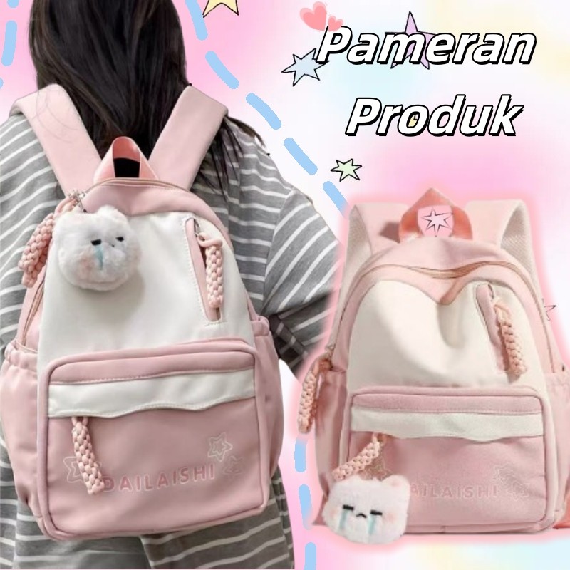 [COD] Tas Ransel Wanita Anti Air / Tas Sekolah Kecil Korea Siswa Lucu / Tas Ransel Mini Wanita Canti