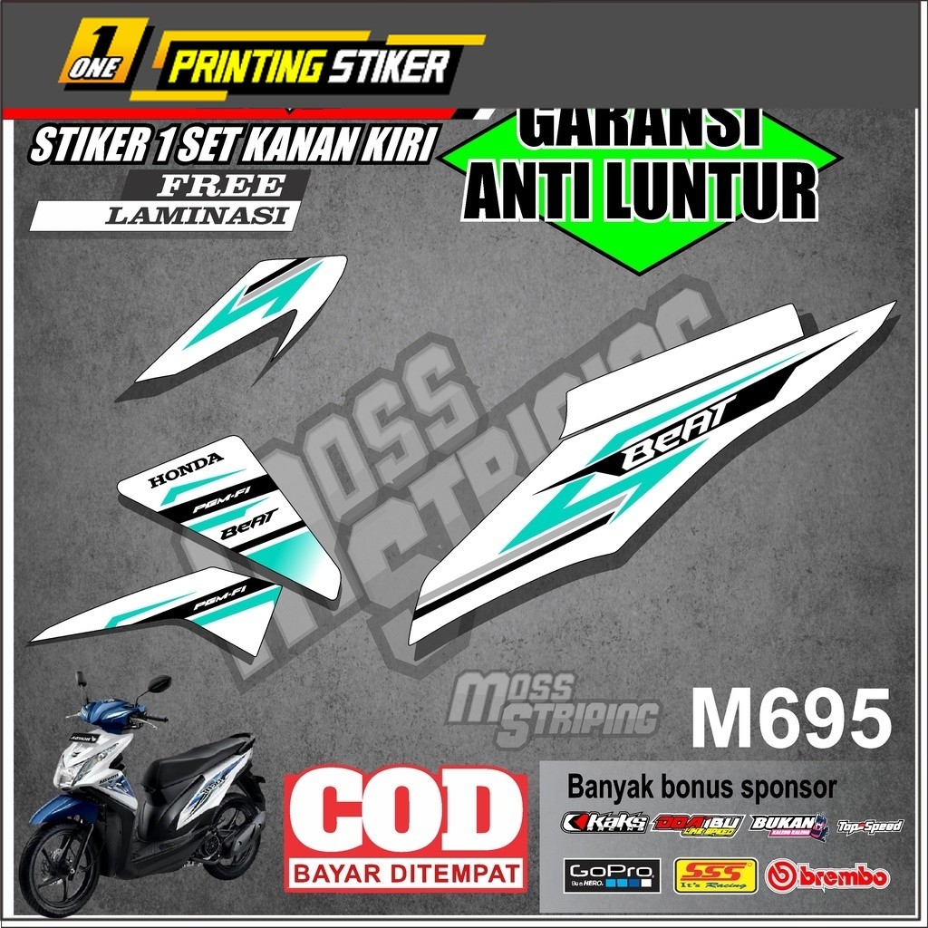 STIKER MOTOR STRIPING BEAT FI INJEKSI THN 2013 2014 2015 2016 STICKER MOTOR SETRIPING LIST VARIASI H