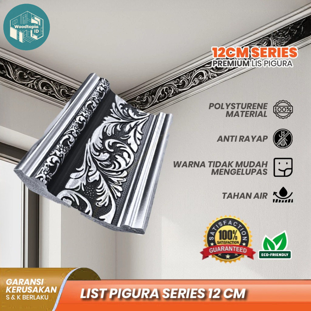 List Plafon Pvc Interior Bingkai Lis Pigura Pvc 8CM/12CM Premium Motif Modern