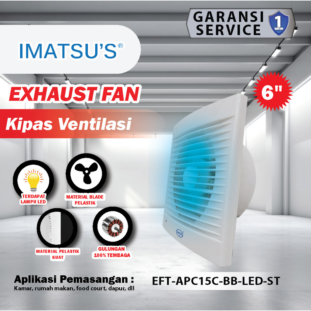 IMATSU'S Exhaust Fan 6 Inch Kipas Hexos Plafon Rumah Toilet Dapur