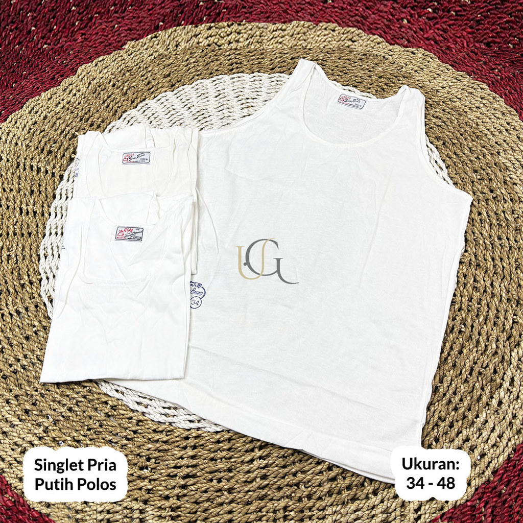 3 & 6 Pcs Singlet Pria Putih Polos Singlet Kutung / Lekton Kaos Dalam Pria Size 34 - 48 Kaos Dalam S