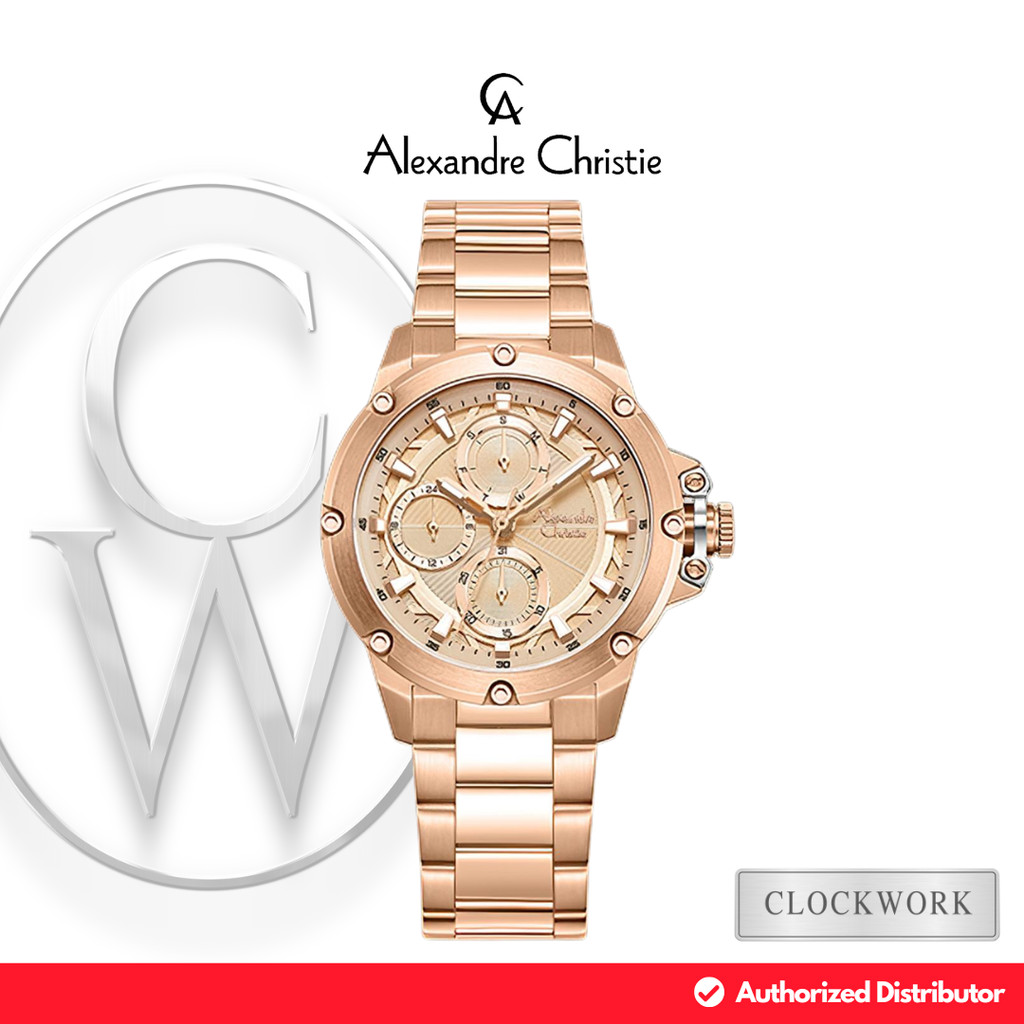 Jam Tangan Wanita Alexandre Christie Chronograph AC 6564 BFBRGLN Rantai Mewah Formal Rosegold