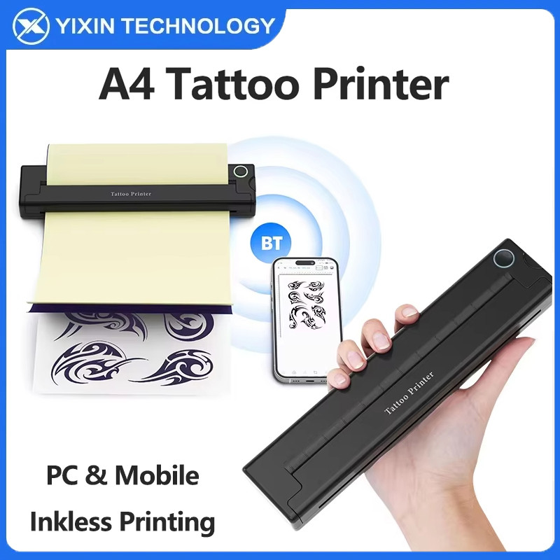 A4 Mini Portable Thermal Printer Wireless Bluetooth Tattoos Printer Tattoo thermocopier Adhesive The