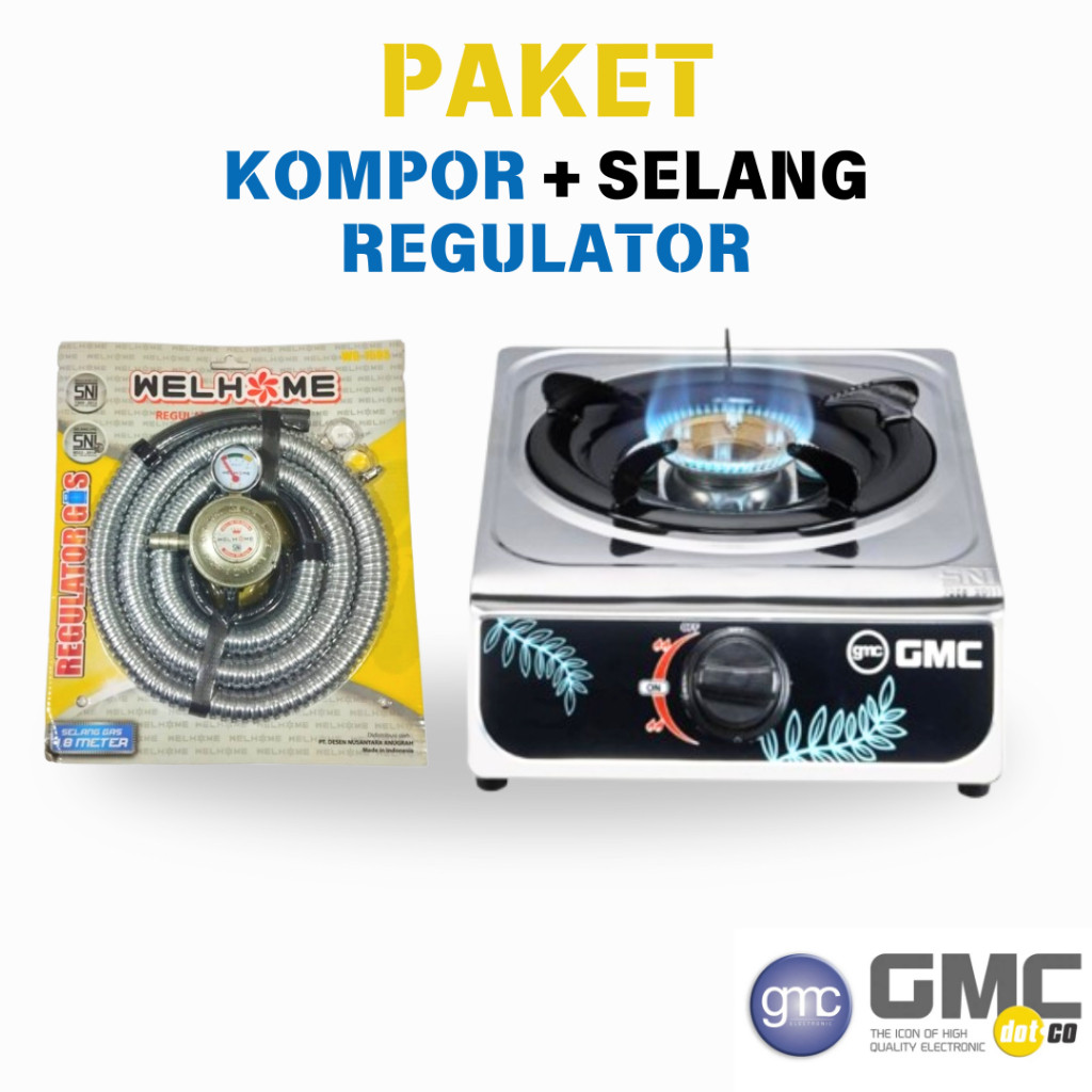 KOMPOR GAS 1 TUNGKU SELANG REGULATOR GMC-111 PAKET KOMPOR GAS + SELANG REGULATOR SNI KOMPOR 1 TUNGKU