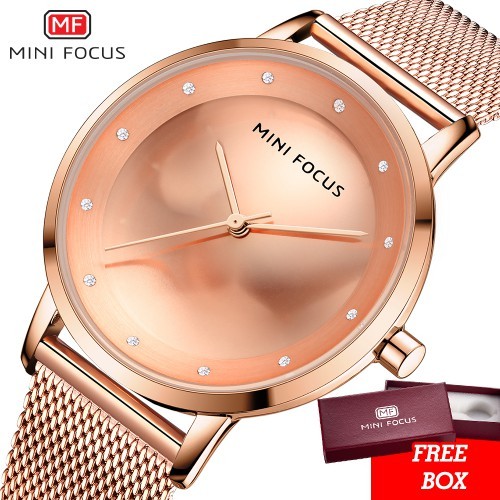 [GARANSI] Mini Focus Jam Tangan Wanita Casual Kantor Strap Tali Pasir Original MF0332L