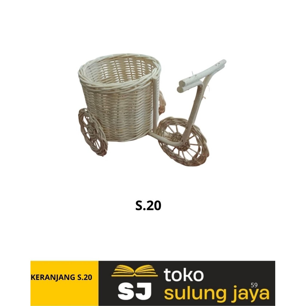 KERANJANG S.20 | KERANJANG BUNGA ANYAM SEPEDA | KERANJANG ROTAN SEPEDA BECAK