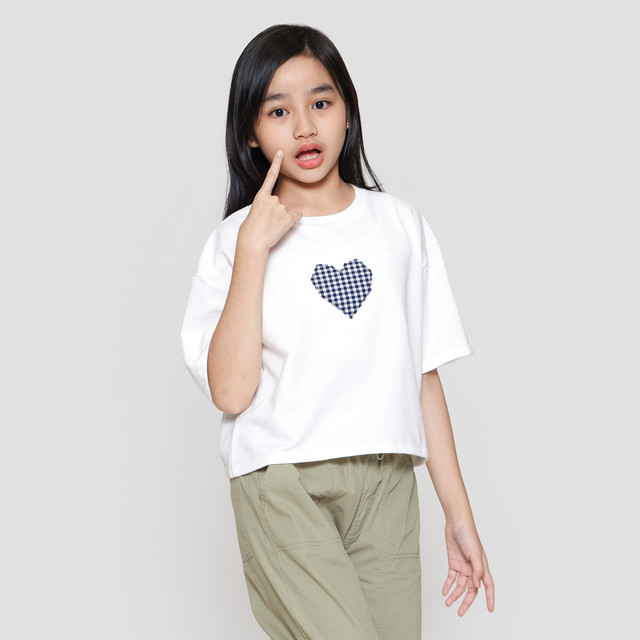 Nevada Boxy Aplikasi Woven Kotak Kaos Anak Perempuan 123080372