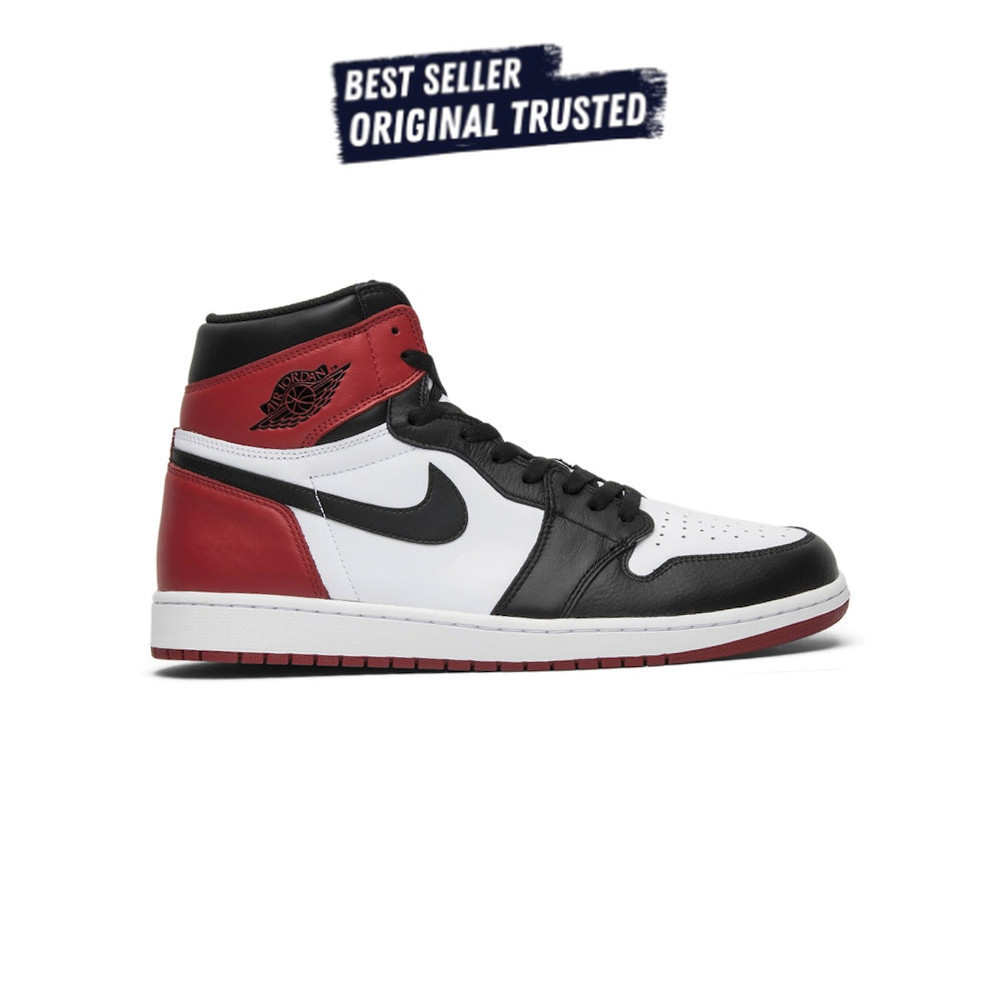 Sepatu Sneakers Nike Air Jordan 1 Retro High Black Toe  Original BNIB