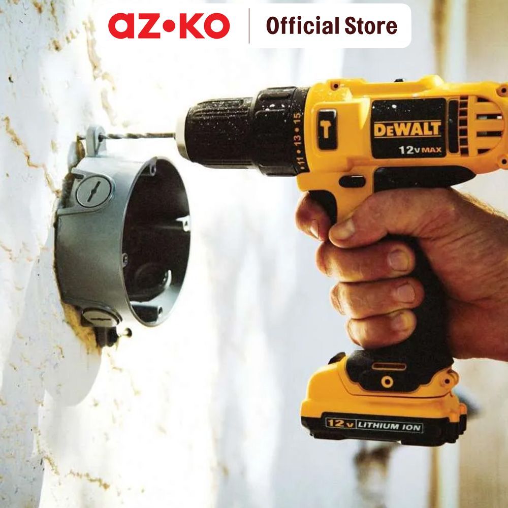 AZKO Dewalt Bor Impact Cordless 12V DCD716S2K-B1 - Kuning/Hitam Impact Drill CordlessAlat Pembuat Lu