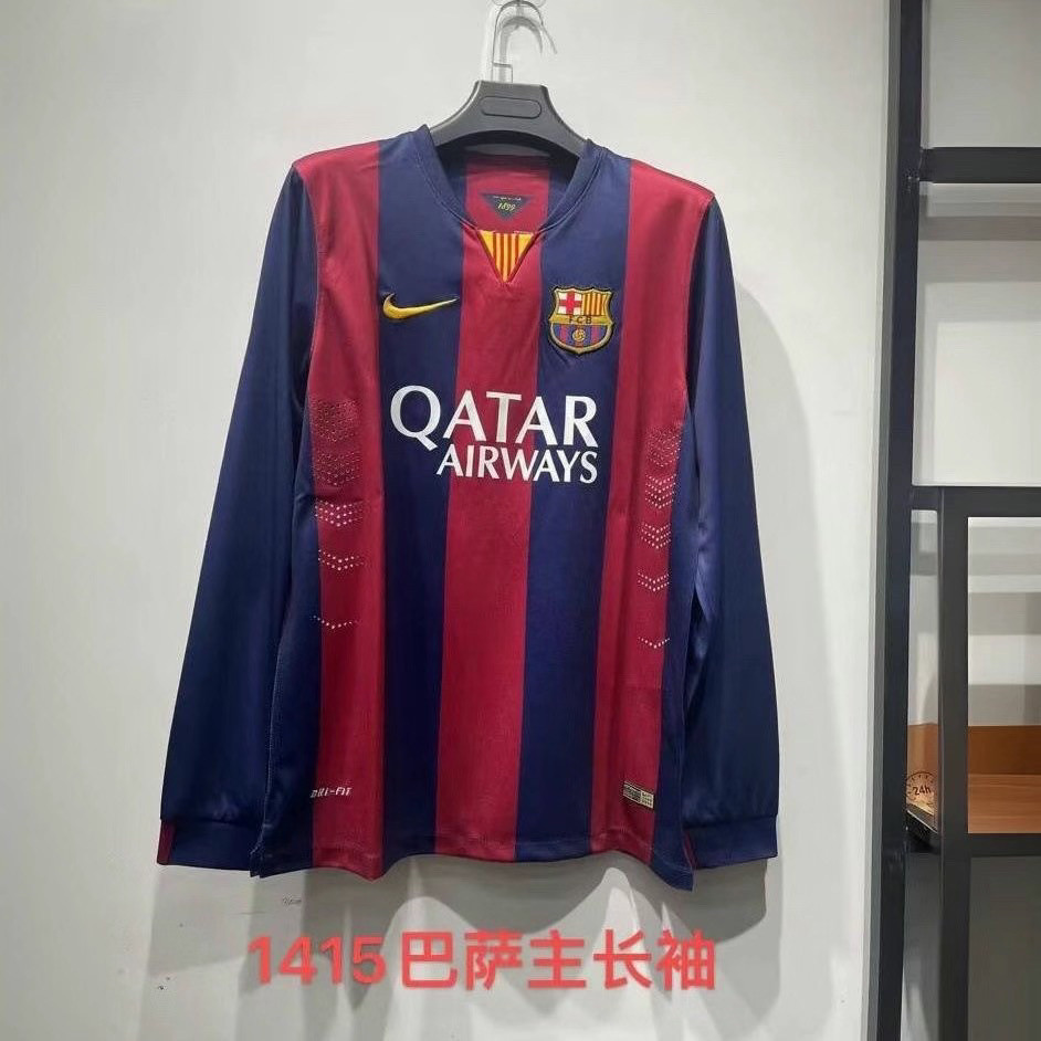 14/15 Barcelona Rumah Klasik Retro Peringatan Seragam Sepak Bola Olahraga Bordir Jersey Kustom