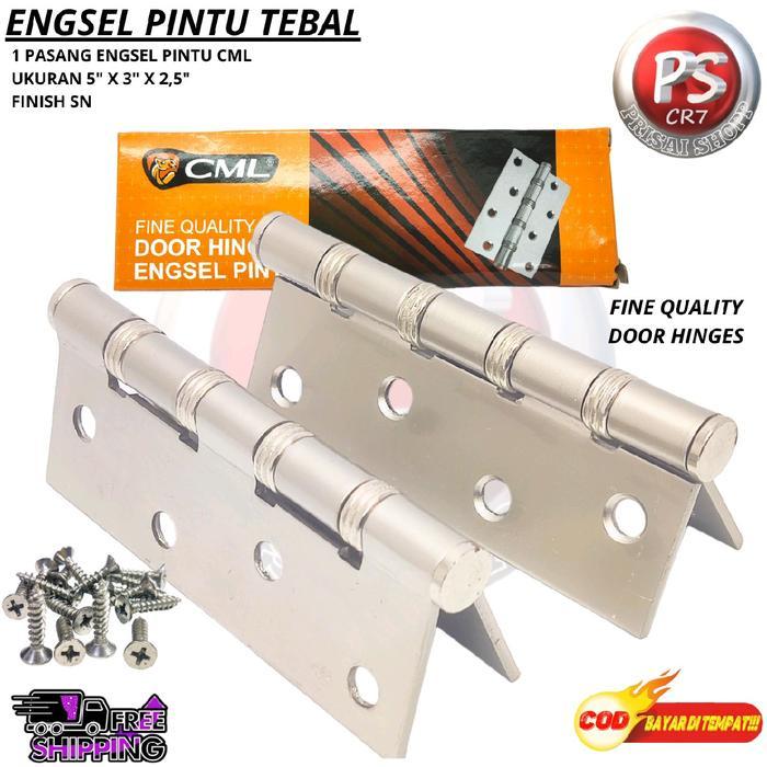 Engsel Pintu Panel Rumah 5 Inch Bahan Stenlis Tebal Awet Kuat - 1 Pasang 1 Set Tersedia Merek CML,SI